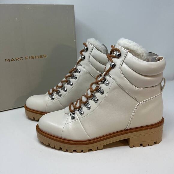 New In Box Marc Fisher Women's Mallie3 Leather Combat Boots Size 8.5 - Picture 5 of 11